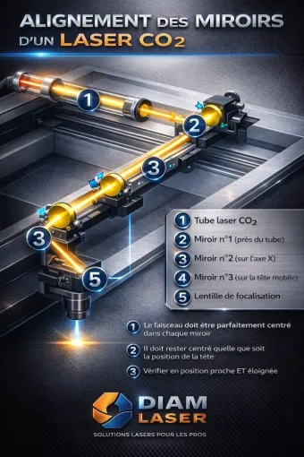 réglages des miroirs sur un laser CO.²