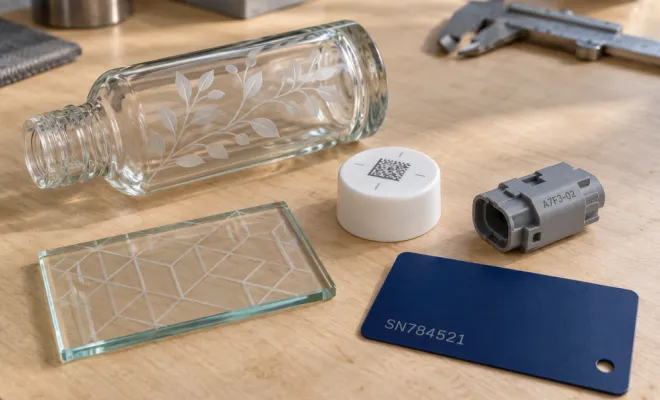 Exemples de marquage UV sur verre, plastique et composite